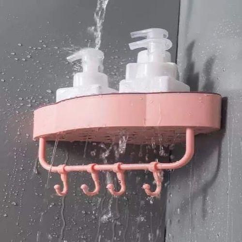 product_image_name-Generic-Triangular Bathroom Shelf Holder+4hooks+Towel Hanger-1