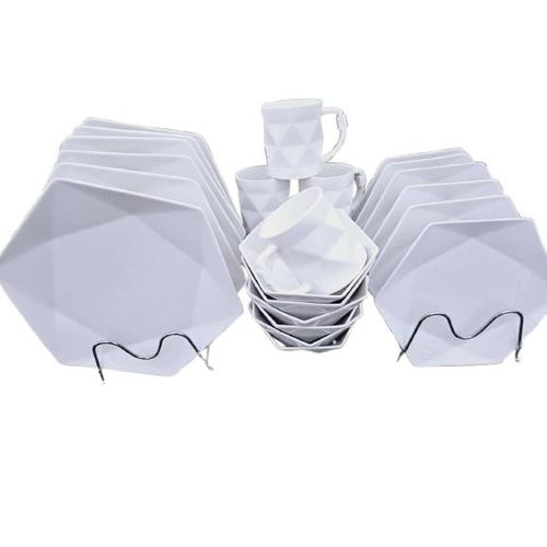 product_image_name-Generic-24-Piece Hexagonal Dinner Set – Elegant Ceramic Tableware Set (6 Cups, 6 Side Plates, 6 Bowls, 6 Dinner Plates)-1
