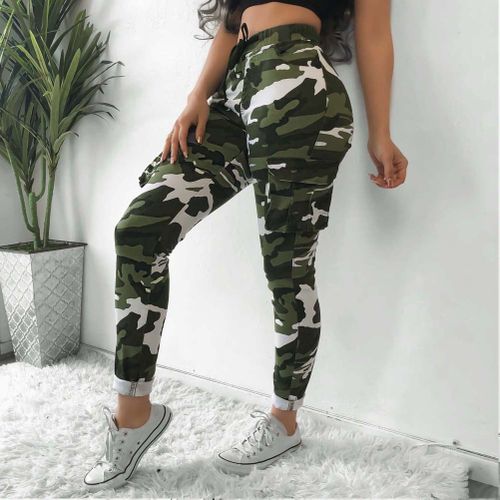 Women Casual High Waist Loose Sports Long Pants Cargo Trousers Hip Hop  Dance Military Combat Camouflage