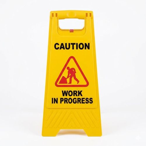 product_image_name-Generic-Work In Progress Sign. High-Visibility Caution - Heavy Duty Foldable A-Frame Safety Floor Stand - Yellow-1