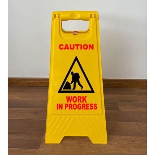 product_image_name-Generic-Work In Progress Sign. High-Visibility Caution - Heavy Duty Foldable A-Frame Safety Floor Stand - Yellow-2