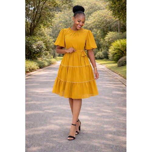 Fashion Mustard Skater Dress for Girls - Flared Fit, Sizes L-XXL @ Best  Price Online | Jumia Kenya