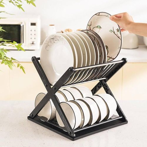 product_image_name-Generic- X Shape Foldable Dish Drainer Rack available in black and white-2