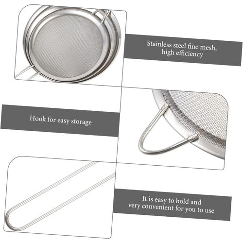 product_image_name-Generic-3pcs Colander Stainless Flour Sieve Coffee Filters Home Supply Oil Filtering Scoop Stainer Steel Strainer Flour Strainer Stainless Steel Mesh Filter Spoon-5