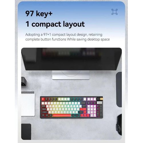 product_image_name-Generic-T70 98Keys Layout Wireless 2.4GHZ Bluetooth Mechanical Keyboard Dual Color Matching Bluetooth Keyboard With RGB Light-8