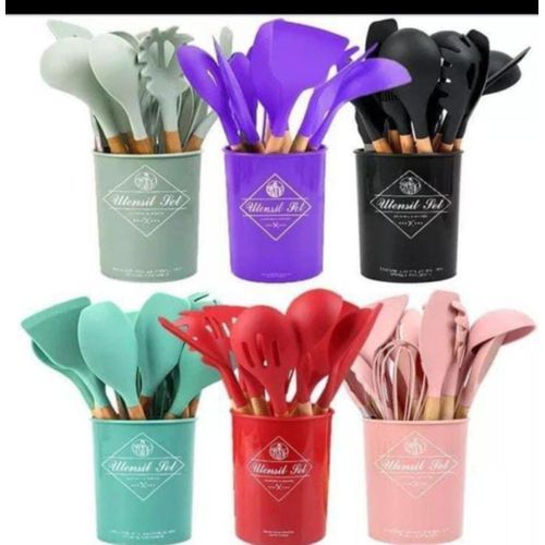 product_image_name-Generic-Silicone Set Heat Resistant Kitchen Cooking Spoons-1