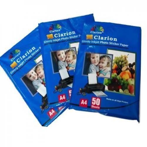 Clarion Glossy Inkjet Photo Sticker Paper A4 50 Sheets Best Price