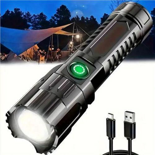 product_image_name-KnMn-Bright LED Rechargeable Flashlight 3 Lighting Modes, High Low Strobe, USB Cable Included-1