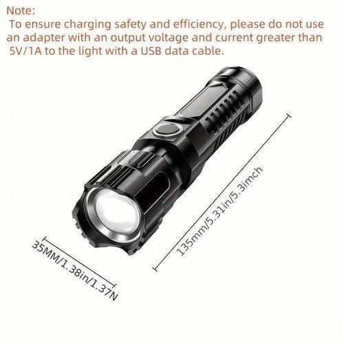 product_image_name-KnMn-Bright LED Rechargeable Flashlight 3 Lighting Modes, High Low Strobe, USB Cable Included-2