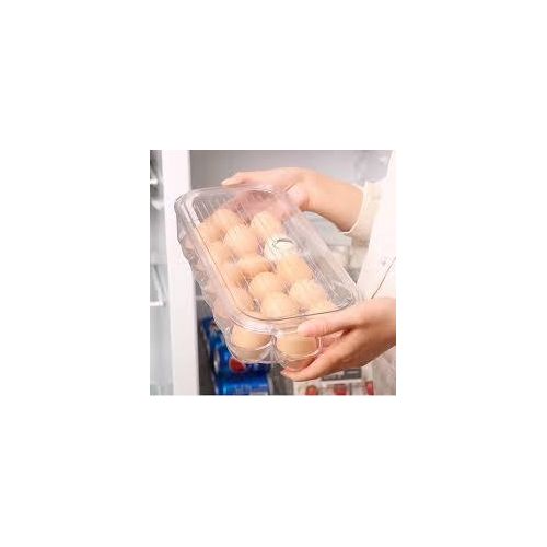product_image_name-Generic-16 Grid Egg Holder with Lid & Handle - Clear Plastic Refrigerator Egg Storage Container, Stackable Egg Tray, Kitchen Organizer, Fresh Keeping Box-3