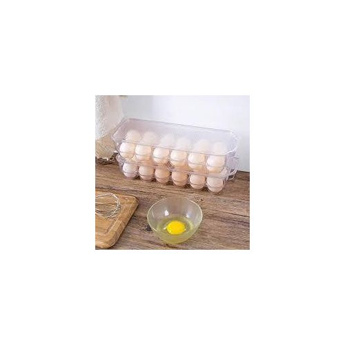product_image_name-Generic-16 Grid Egg Holder with Lid & Handle - Clear Plastic Refrigerator Egg Storage Container, Stackable Egg Tray, Kitchen Organizer, Fresh Keeping Box-4