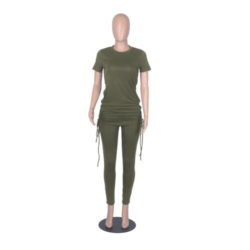 Fashion (Army Green)HAOYUAN Two Piece Set For Women Sweat Suits Summer  Clothes T Shirt And Sweatpants Tracksuit Lounge Wear Outfits Matching Sets  GRE @ Best Price Online