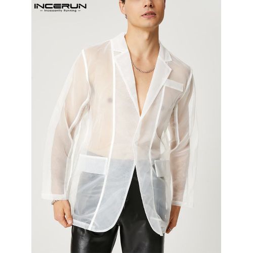 Fashion White 2022 Men Mesh Blazers Transparent Lapel Streetwear Long Sleeve Sexy Casual Coats Fashion One Button Party Men Suit S 5XL INCERUN SHA Best Price Online Jumia Kenya