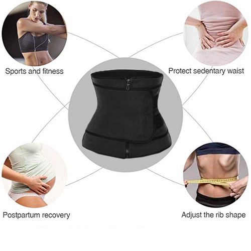 Generic Neoprene Sauna Sweat Waist Trainer Zipper Corsets Body Shaper  Abdominal Fitness Slimming Belt Tummy Trimmer Shapewear Women（#Black) @  Best Price Online