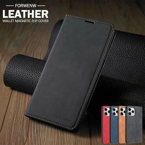 Ameego Genuine Leather Bookcase For IPhone 11 PRO Max, Premium Authentic Genuine Leather Wallet Case With Magnetic, Kickstand, Cash & Card Slots Stockproof Slim Flip Bookcase Cover 6.5" (White