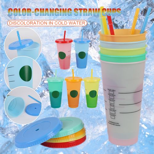 500ml Travel Mug With Straw Reusable Smoothie Plastic Iced Tumbler