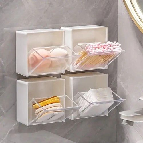 product_image_name-Generic-2pcs set Plastic Wall Mounted Storage Box Dustproof Bathroom-1