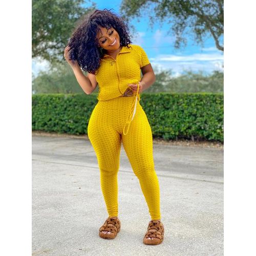 Generic Cm.yaya Activewear Women s Set Short Sleeve Jackets And Legging Suit 2021 Summer Sporty Tracksuit Two Piece Set Fitness Outfit Best Price Online Jumia Kenya