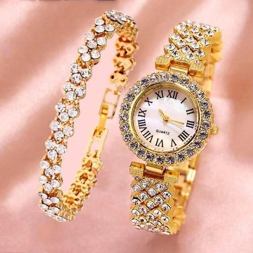 product_image_name-Generic-Elegant Ladies Watch With Bracelet Set Gold-1