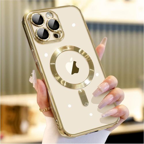 product_image_name-Generic-iPhone 14 Pro Phone Case, Gold Electroplated Clear Case with Magnet for Magsafe & Wireless Charging Support for Second Device-1