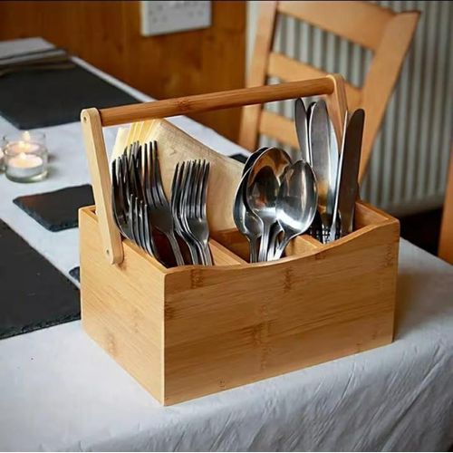 product_image_name-Generic-Portable Bamboo Kitchen Cutlery Organizer with Handle, 3-Compartment Countertop Utensil Holder, Durable Eco-Friendly Bamboo Storage for Knives, Forks, Spoons, and Cooking Tools-1