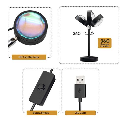 product_image_name-Generic-Modern Sunset Projector Lamp with 180-Degree Rotation-2