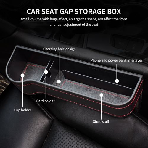 Front Car Seat Gap Filler and Organizer Storage Box