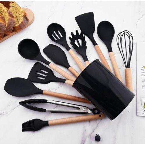 product_image_name-Generic-Silicone Non Stick Cooking Spoon Set,Silicon Heat Resistant Kitchen Cooking Utensils , Silicone Kitchen Spoon set,  silicon spoon set-1