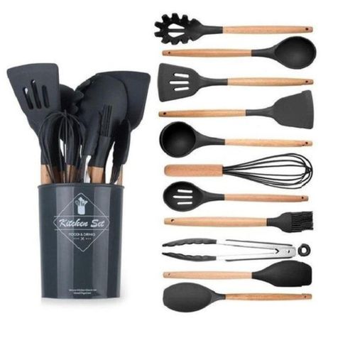 product_image_name-Generic-Silicone Non Stick Cooking Spoon Set,Silicon Heat Resistant Kitchen Cooking Utensils , Silicone Kitchen Spoon set,  silicon spoon set-3