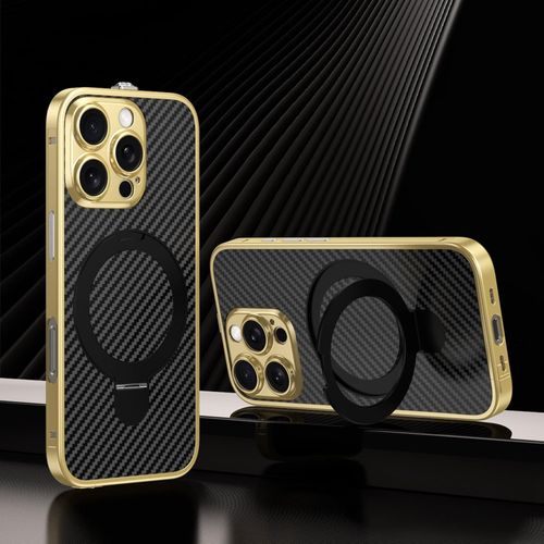 product_image_name-Generic-Gold Carbon Fiber Case With Stand Ring MagSafe For IPhone 13 Pro Max - Premium Protection & Functionality-1
