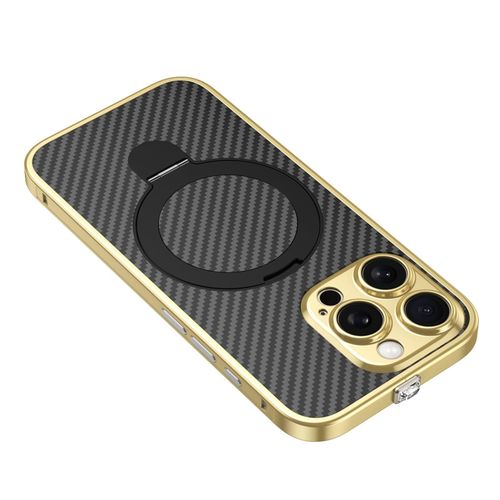 product_image_name-Generic-Gold Carbon Fiber Case With Stand Ring MagSafe For IPhone 13 Pro Max - Premium Protection & Functionality-2
