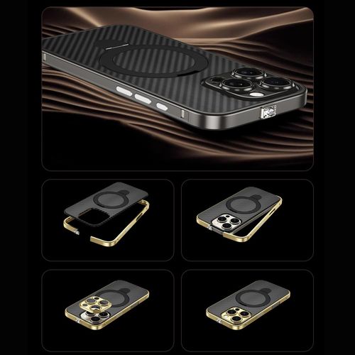 product_image_name-Generic-Gold Carbon Fiber Case With Stand Ring MagSafe For IPhone 13 Pro Max - Premium Protection & Functionality-4