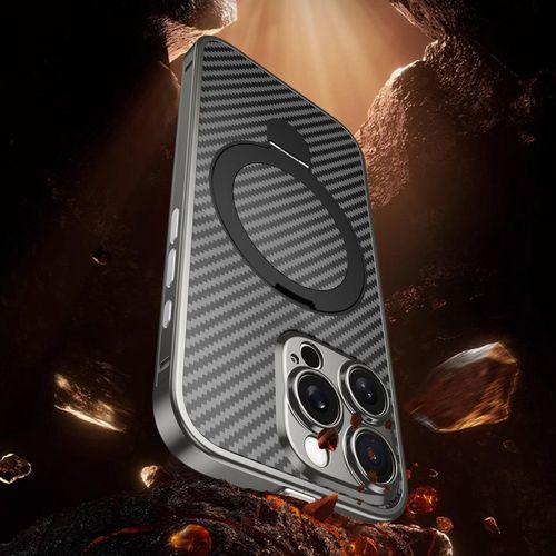 product_image_name-Generic-Gold Carbon Fiber Case With Stand Ring MagSafe For IPhone 13 Pro Max - Premium Protection & Functionality-5