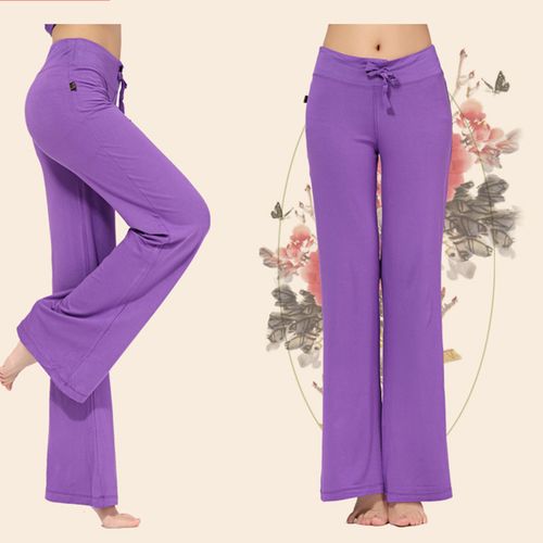 Generic Women Solid Color High Waist Drawstring Wide Leg Long Pants Yoga  Dance Trousers @ Best Price Online