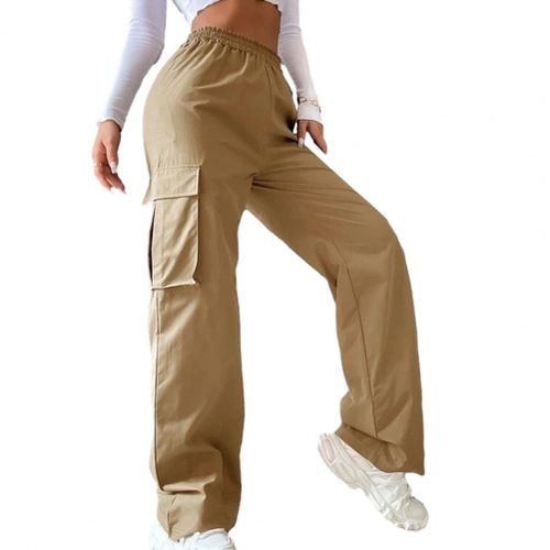 Stylish Casual Solid Flap Pocket Multi-Pocket Cargo Pants