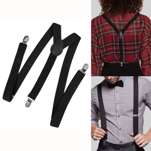 Men Women Clip-on Suspenders Elastic Y-Shape Adjustable Braces Solids More  Style