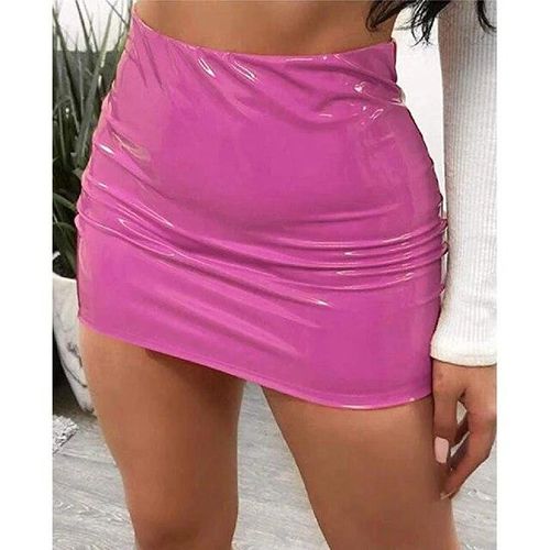 Pink wet look skirt shop
