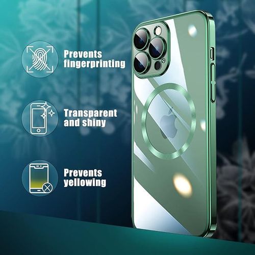 product_image_name-Generic-Electroplated Clear MagSafe Case with Camera Lens Protector for iPhone 11 Pro Max - Green-3