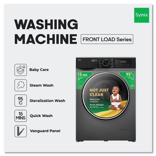 Syinix 12kg Front Load Washing Machine - Wash & Spin, Energy Efficient, LED Display