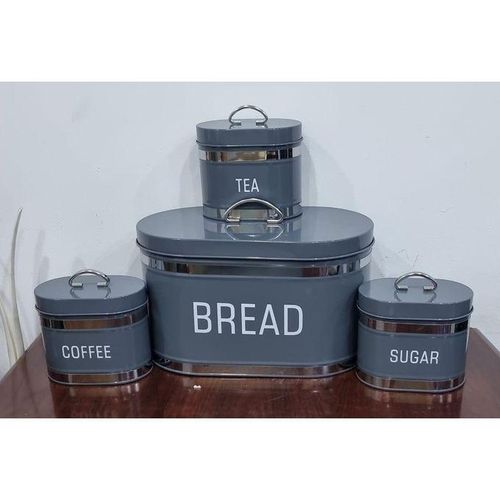 product_image_name-Generic-Galvanized metallic Ribbon Bread bin 10L with 3 canisters each 1.5L-2