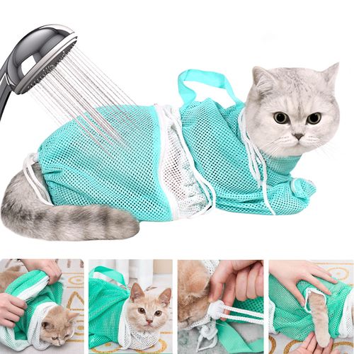 Generic Upgraded Mesh Cat Bathing Bag Puppy Cleaning Shower Net