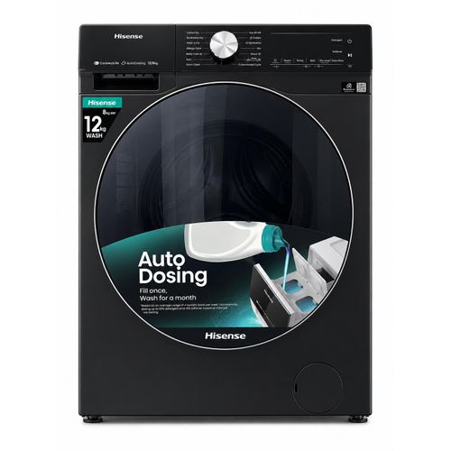 Hisense WD5S1245BB Washer And Dryer 12KG/8KG – Front Load, Inverter Motor, Steam Wash, Fully Automatic – Black