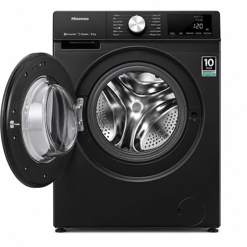 Hisense WD5S1245BB Washer And Dryer 12KG/8KG – Front Load, Inverter Motor, Steam Wash, Fully Automatic – Black