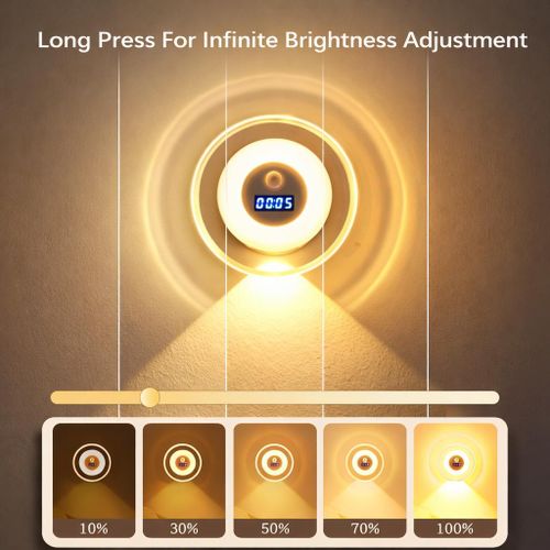 product_image_name-TIMBUTUS-Smart Motion Sensor LED Night Light with Digital Clock, Remote Control, Stepless Dimming & 3 Light Modes – USB Rechargeable Wall Lamp-5
