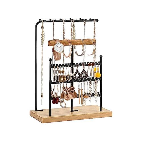 Earring Organizer Jewelry Display Stand, 3 Tier Earring Holder For Earrings  Necklaces Bracelets And Rings, 66 Hole