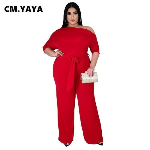 Fashion (Black)CM.YAYA Women Loose Plus Size Long Jumpsuit Fashion