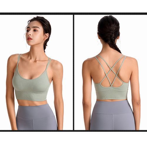 Generic Womens Sports Bra,Gym Running Workout Yoga Bras Padded Cross Straps  Back（White）