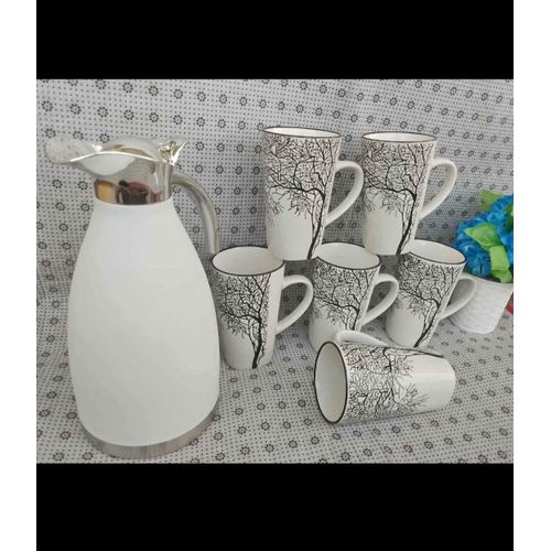 product_image_name-Generic-Tree Design Ceramic Mug Tea Set with Insulated Vacuum Flask for Home or Office Use-1