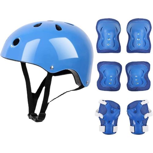 product_image_name-Generic-Blue 7pcs Hard Helmet and 6pcs Pair Protective Guards/ Gears -2