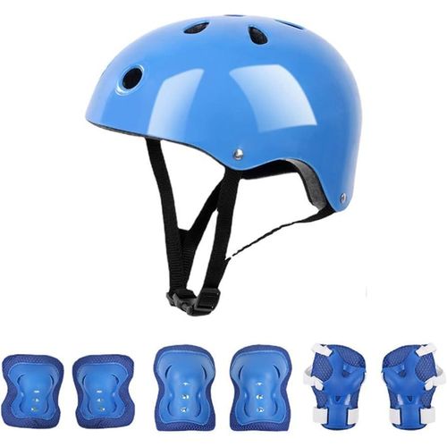 product_image_name-Generic-Blue 7pcs Hard Helmet and 6pcs Pair Protective Guards/ Gears -3